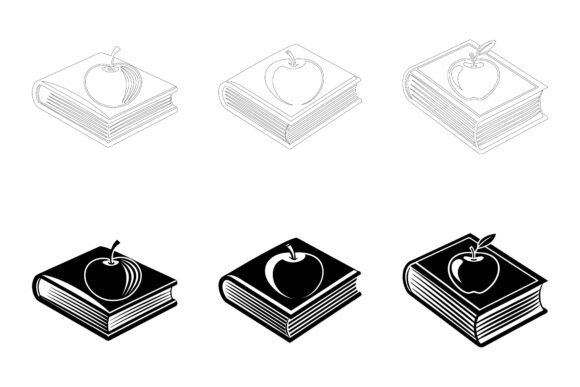 Apple and Book Icon in Different Variations: Streamlining Visual Communication in Everyday Workflows