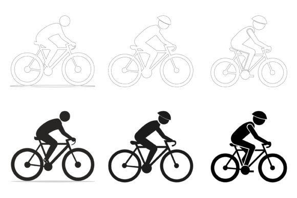 Bicyclists Riding Illustrations for Creative Projects