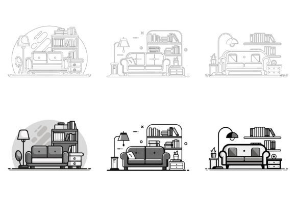 Book Self with Table: AI EPS Illustration Collection