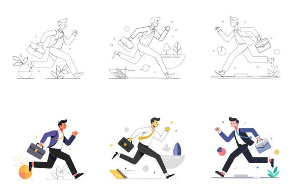 Businessmen Who Hurry and Run: Vector Illustrations That Work