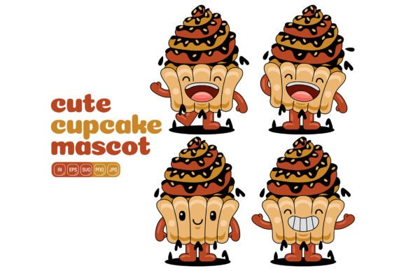 Cute Capcake Mascot Vector Pack 01