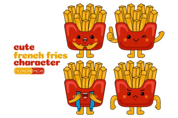 Cute French Fries Mascot Vector Pack 03: A Versatile Illustration Resource for Modern Creatives