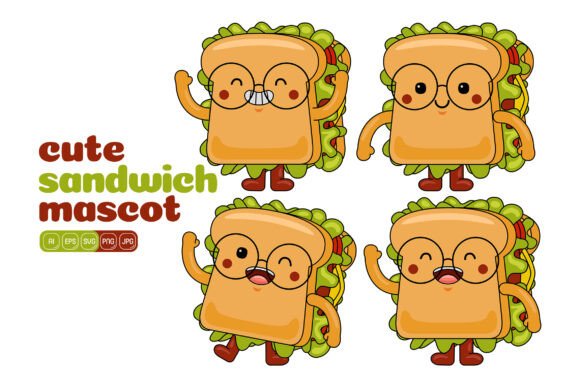 Cute Sandwich Mascot Vector Pack 02: 100 Delightful Mascots