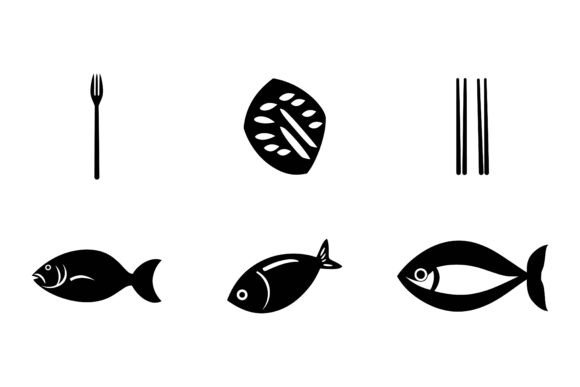 Fish on Plate Illustration Set for Designers