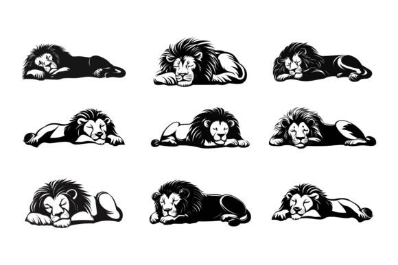Lions Are Resting: A Versatile AI EPS Illustration Set