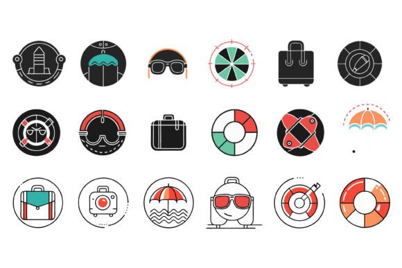 Set Rubber Flippers for Swimming – Editable AI EPS Illustrations