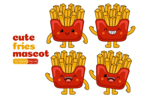 Unlock Creative Potential with the Cute French Fries Mascot Vector Pack 01