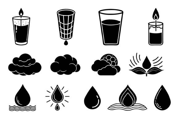 Water Icons Set: Versatile Vector Design Assets